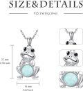wholesale 925 Sterling Silver White Fire Opal & Turquoise Pendant Frog Necklace for Women Girls  48cm Chain Length-0-2