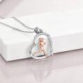 wholesale 925 Sterling Silver Running Girl Heart Pendant Necklace for Women-0-1