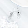 wholesale 925 Sterling Silver Dreamcatcher Butterfly Flower Feather Drop Earrings Black Zircon-0-1