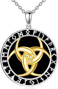 wholesale 925 Sterling Silver Viking Triskele Triple Spiral Runes Pendant Necklace for Women and Men-Viking