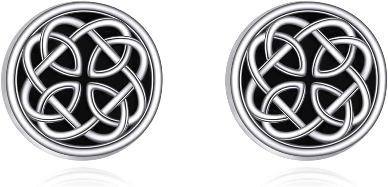 Sterling Silver Celtic Knot Stud Earrings Irish Jewelry Gift for Women-Stud