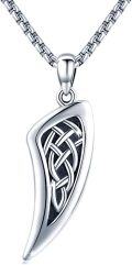 wholesale 925 Sterling Silver Oxidized Celtic Knot Tooth Pendant Necklace for Men & Women-0-0