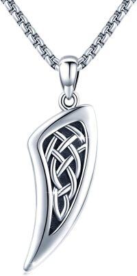 wholesale 925 Sterling Silver Oxidized Celtic Knot Tooth Pendant Necklace for Men & Women-Celtic