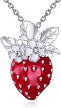 wholesale 925 Sterling Silver Red Enamel Flower & Leaf Design Fruit Charm Pendant for Women's s-0-0