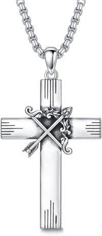 wholesale 925 Sterling Silver Arrow Cross Pendant Necklace for Women and Men - Religious  for Christmas & Birthdays-01-12-Sagittarius