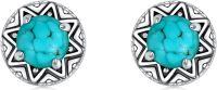 wholesale 925 Sterling Silver Round Turquoise Stud Earrings for Women Boho Style Native American Inspired s 48x36mm-Round