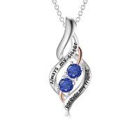 wholesale 925 Sterling Silver Twisted Pendant With Purple Stones-09-Sep-Dark blue-Always My Sister Forever My Friend-9-09-Sep-Dark blue-Always My Sister Forever My Friend-9