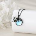 wholesale 925 Sterling Silver Moonstone Witch Hat Black Cat Halloween Necklace-0-2