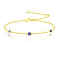 wholesale 14k Gold Amethyst Bracelet Wholesale With Three Purple Gems-09-Sapphire
