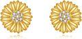 wholesale 14K Gold Daisy Flower Stud Earrings with Cubic Zirconia - Elegant Gift for Her-0-0