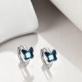 wholesale 925 Sterling Silver Butterfly Blue Crystal Huggie Hoops for Women-0-4