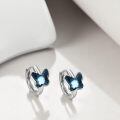 wholesale 925 Sterling Silver Butterfly Hoop Earrings With Blue Crystals-0-4