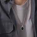 wholesale  & 925 Sterling Silver Shield Pendant with Black Obsidian Stone for Men - 24 Chain-0-1