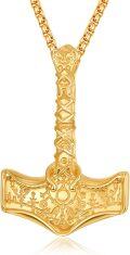 wholesale Sterling Silver Black Gold Viking Mjolnir Hammer Necklace-0-0