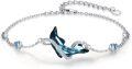 wholesale 925 Sterling Silver Butterfly Bracelet for Women with Blue Cubic Zirconia Crystals and Infinity Design 7 + 2 Adjustable Chain Mothers Day -0-0