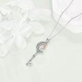 wholesale 925 Sterling Silver Key with Moon and Girl Charm Sporty Pendant Necklace for Girls & Women-0-3