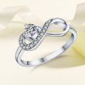 TOUPOP Sterling Silver Moissanite Heart Infinity Engagement Ring Gift-0-4
