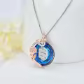 TOUPOP Sterling Silver Blue Crystal E Initial Rose Butterfly Necklace-0-5