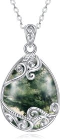 wholesale Sterling Silver Moonstone Filigree Teardrop Pendant Necklace for Women-0-47