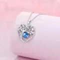 TOUPOP Sterling Silver Topaz Tree Of Life Pendant Necklace-0-4