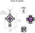 wholesale 925 Sterling Silver Purple Amethyst Celtic Knot Cross Pendant Necklace for Women-0-5