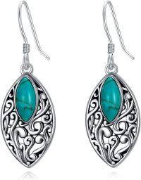 wholesale Sterling Silver Turquoise Vintage Boho Marquise Hook Earrings for Women-Marquise-C