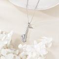wholesale 925 Sterling Silver Musical Instrument Necklace - Saxophone Charm Pendant for Women Girls Gifts Jewelry Accessories 45cm Chain Length-0-3