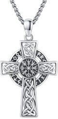 wholesale 925 Sterling Silver Norse Vegvisir Compass Pendant with Rune Circle and Valknut Knots - Viking Amulet Jewelry for Men & Women -0-0