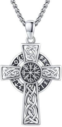 wholesale 925 Sterling Silver Norse Vegvisir Compass Pendant with Rune Circle and Valknut Knots - Viking Amulet Jewelry for Men & Women -Vegvisir