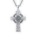 wholesale 925 Sterling Silver Celtic Cross Pendant Necklace With Viking Runes And Knotwork Design-0-0