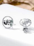 wholesale 925 Sterling Silver 925 Panda Bamboo Leaf Stud Earrings for Women-0-3