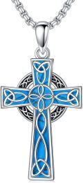 wholesale 925 Sterling Silver Blue Enamel Star of David Celtic Knot Cross Pendant Necklace-0-30