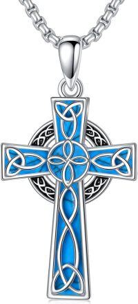 wholesale Sterling Silver Turquoise Celtic Cross Necklace Pendant Jewelry-Cross Infinity