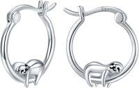 wholesale 925 Sterling Silver Hypoallergenic Sloth Huggie Hoop Earrings - Cute Animal Ear Cuffs for Women and Girls-white gold plated sloth