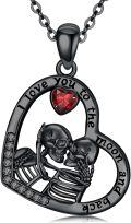 wholesale 925 Sterling Silver Heart Skull Pendant I Love You to the Moon and Back Gothic Valentine's Day Gift for Her-0-0