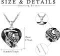 wholesale 925 Sterling Silver Black Crystal Heart Grim Reaper & Owl Pendant Necklace-0-5