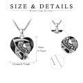 wholesale 925 Sterling Silver Black Crystal Heart Grim Reaper & Owl Pendant Necklace-0-5