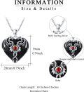 wholesale 925 Sterling Silver Heart-Shaped Red Stone Double Dragon Pendant Necklace-0-4