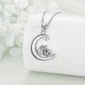wholesale 925 Sterling Silver Sloth on Crescent Moon Star Charm Necklace - Adorable Gifts for Her-0-2