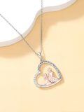 TOUPOP Sterling Silver & Stone Mom Daughter Necklace, I Love You Mom Jewelry Gift-0-2
