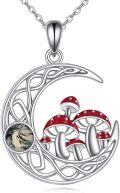 wholesale 925 Sterling Silver Moon & Mushrooms Pendant Necklace for Women Girls Gifts Jewelry Accessories-0-0