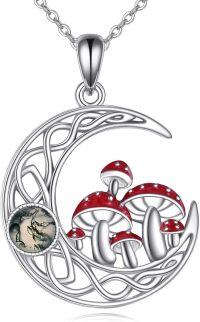 wholesale 925 Sterling Silver Moon & Mushrooms Pendant Necklace for Women Girls Gifts Jewelry Accessories-Mushroom Necklace