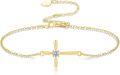 wholesale 14K Gold Sideways Cross Charm Bracelet with Diamond Accent for Women - Religious-0-0