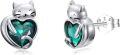 wholesale 925 Sterling Silver May Emerald Cat Stud Earrings 10-13mm, Cute Elegant Gift for Cat Lovers-0-0