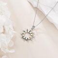 wholesale 925 Sterling Silver Opal Sun Pendant Necklace - Trendy Birthday Gift for Her-0-3