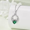 wholesale 925 Sterling Silver Emerald Heart Claddagh Celtic Knot Pendant Necklace Irish s for Women Girls-0-1