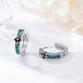 wholesale 925 Sterling Silver Turquoise Stone Viking Celtic Cross Huggie Hoop Earrings 14x8 mm Minimalist Ear Cuff Gifts for Women Men-0-1