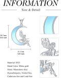 wholesale 925 Sterling Silver Crescent Moon Fairy Pendant Necklace for Women Girls  Blue Enamel-0-3
