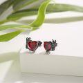 wholesale  925 Sterling Silver Heart Stud Earrings w/Red Crystal & Black Claw Design - Gothic Jewelry for Women & Men-0-1