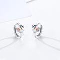 wholesale 925 Sterling Silver Heart-Shaped Sea Lion Stud Hoop Earrings-0-3